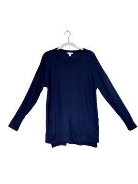 Time and Tru Women's Long Sleeve Super Soft Sweater Tunic in Blue - Sz S